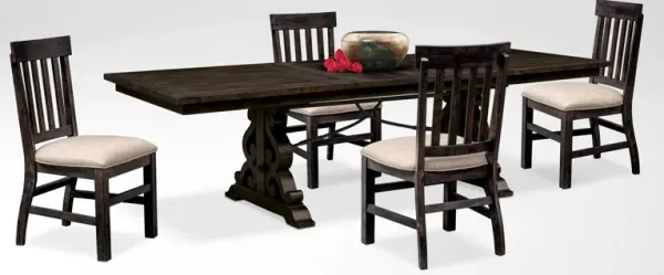 Charthouse Rectangular Extendable Dining Table and 4 Dining Chairs - Charcoal