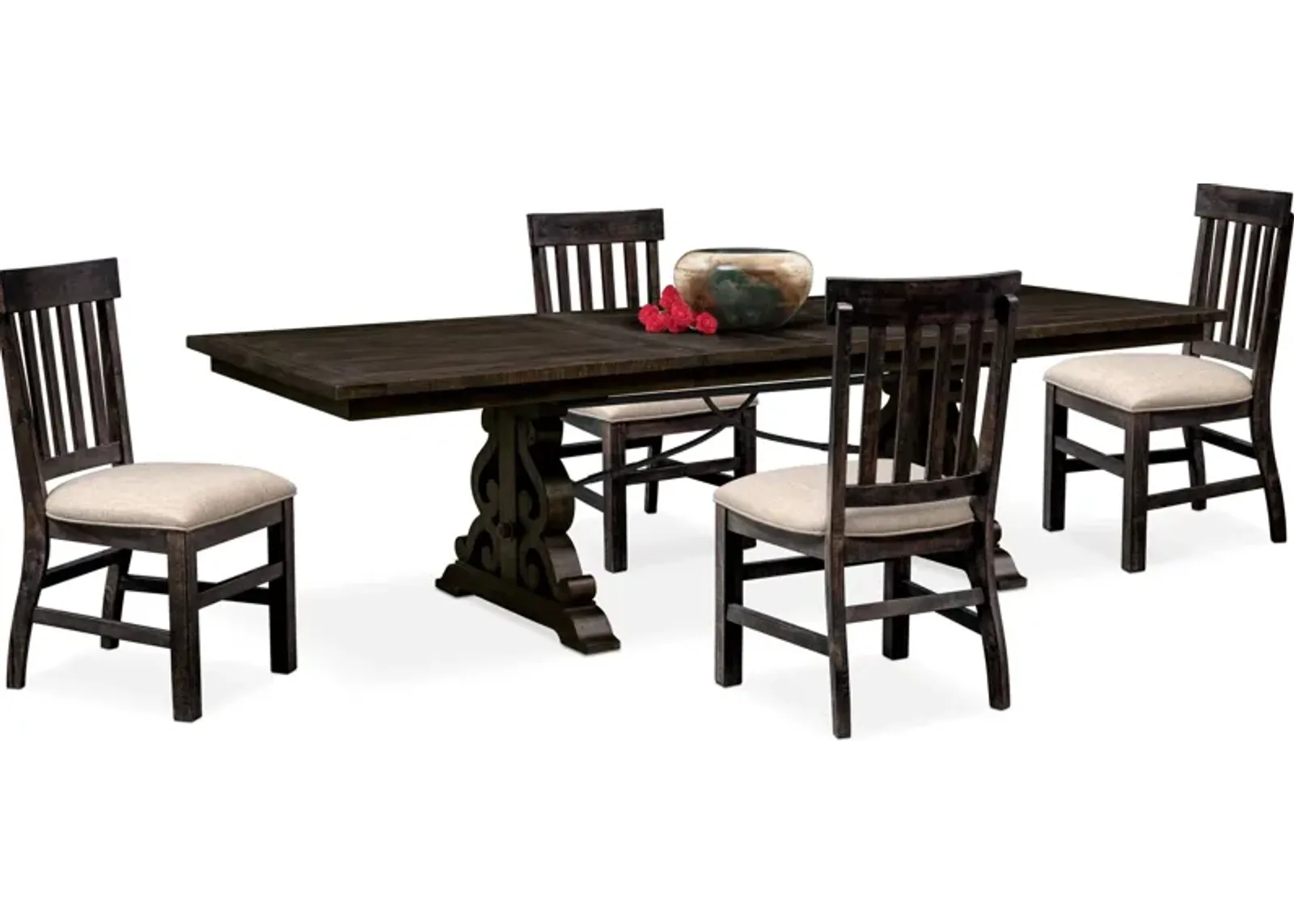 Charthouse Rectangular Extendable Dining Table and 4 Dining Chairs - Charcoal