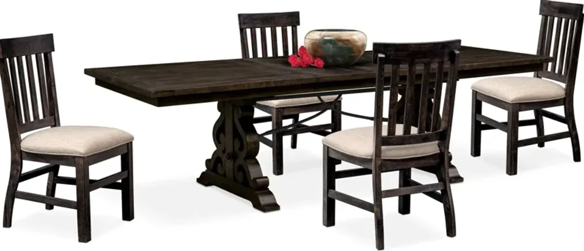 Charthouse Rectangular Extendable Dining Table and 4 Dining Chairs - Charcoal