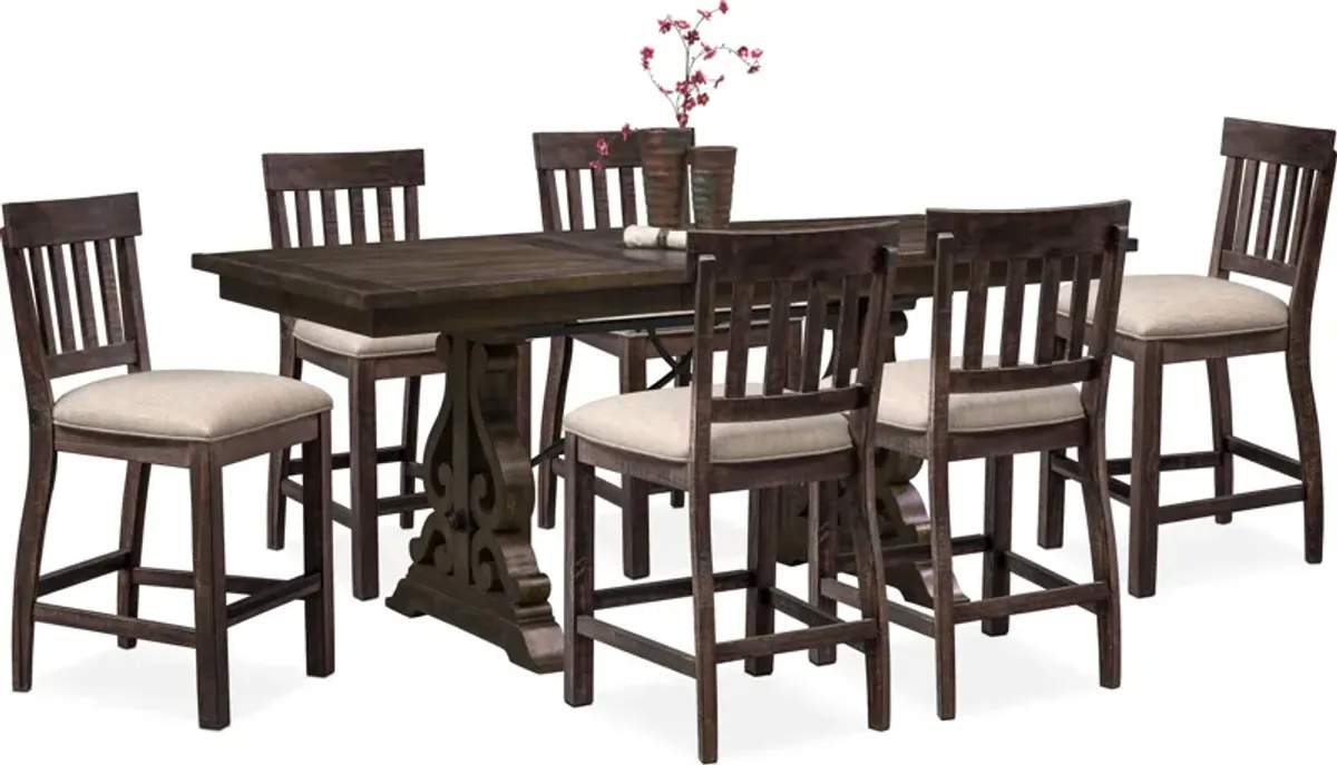 Charthouse Counter-Height Extendable Dining Table and 6 Stools - Charcoal