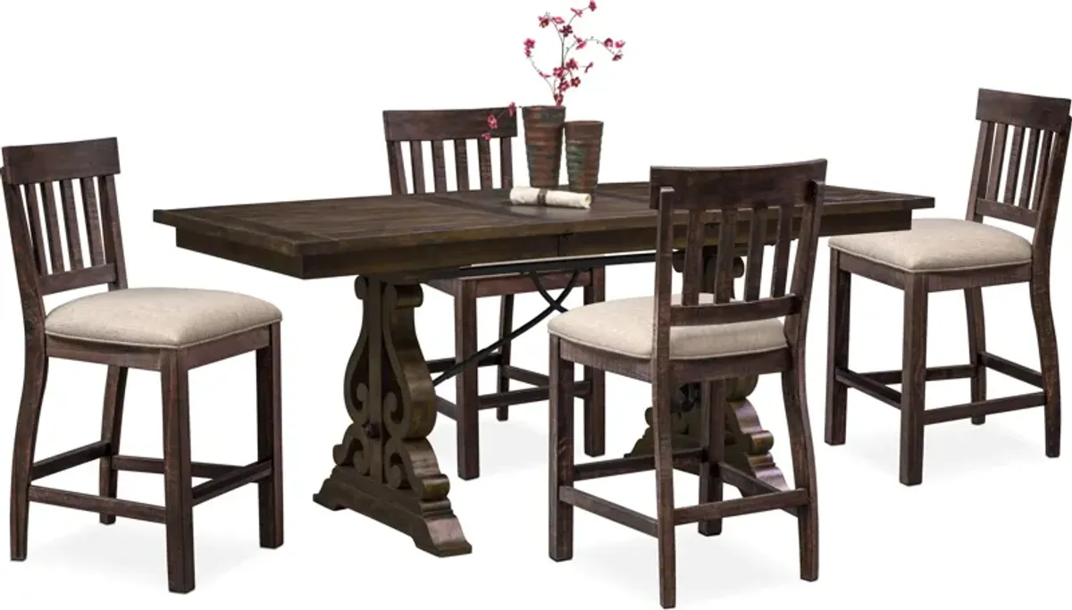 Charthouse Counter-Height Extendable Dining Table and 4 Stools - Charcoal