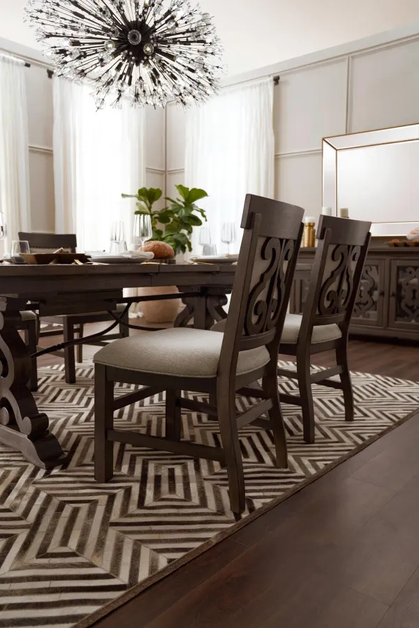 Charthouse Rectangular Extendable Dining Table and 4 Upholstered Dining Chairs - Charcoal