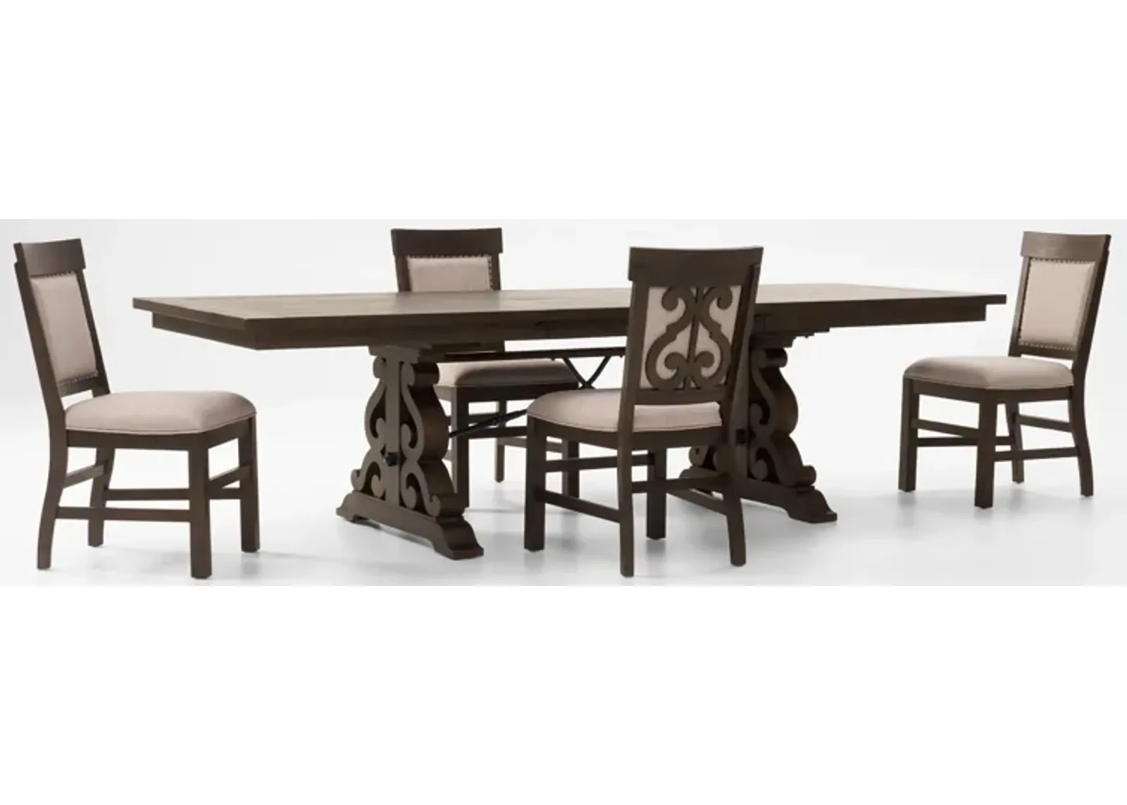 Charthouse Rectangular Extendable Dining Table and 4 Upholstered Dining Chairs - Charcoal