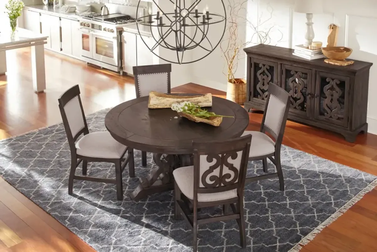 Charthouse Round Dining Table and 4 Upholstered Dining Chairs - Charcoal