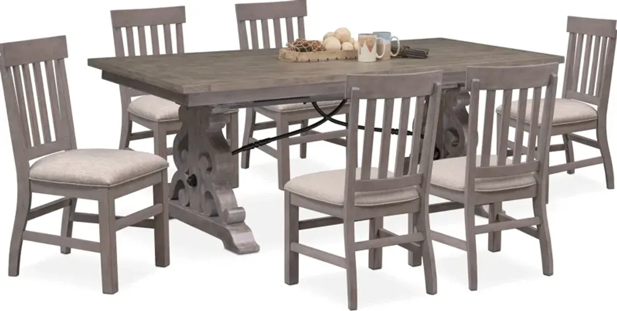 Charthouse Rectangular Extendable Dining Table and 6 Dining Chairs - Gray