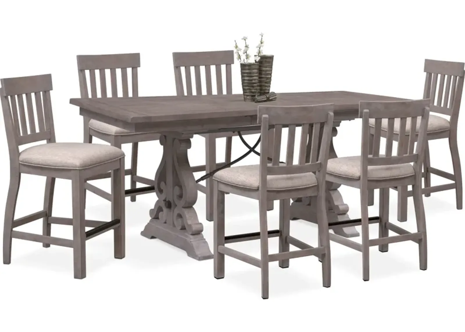 Charthouse Counter-Height Extendable Dining Table and 6 Stools - Gray