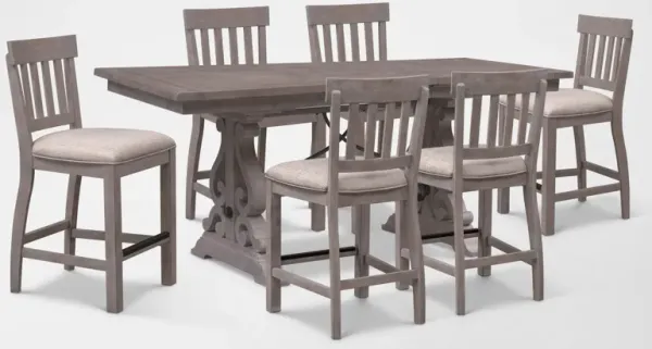 Charthouse Counter-Height Extendable Dining Table and 6 Stools - Gray