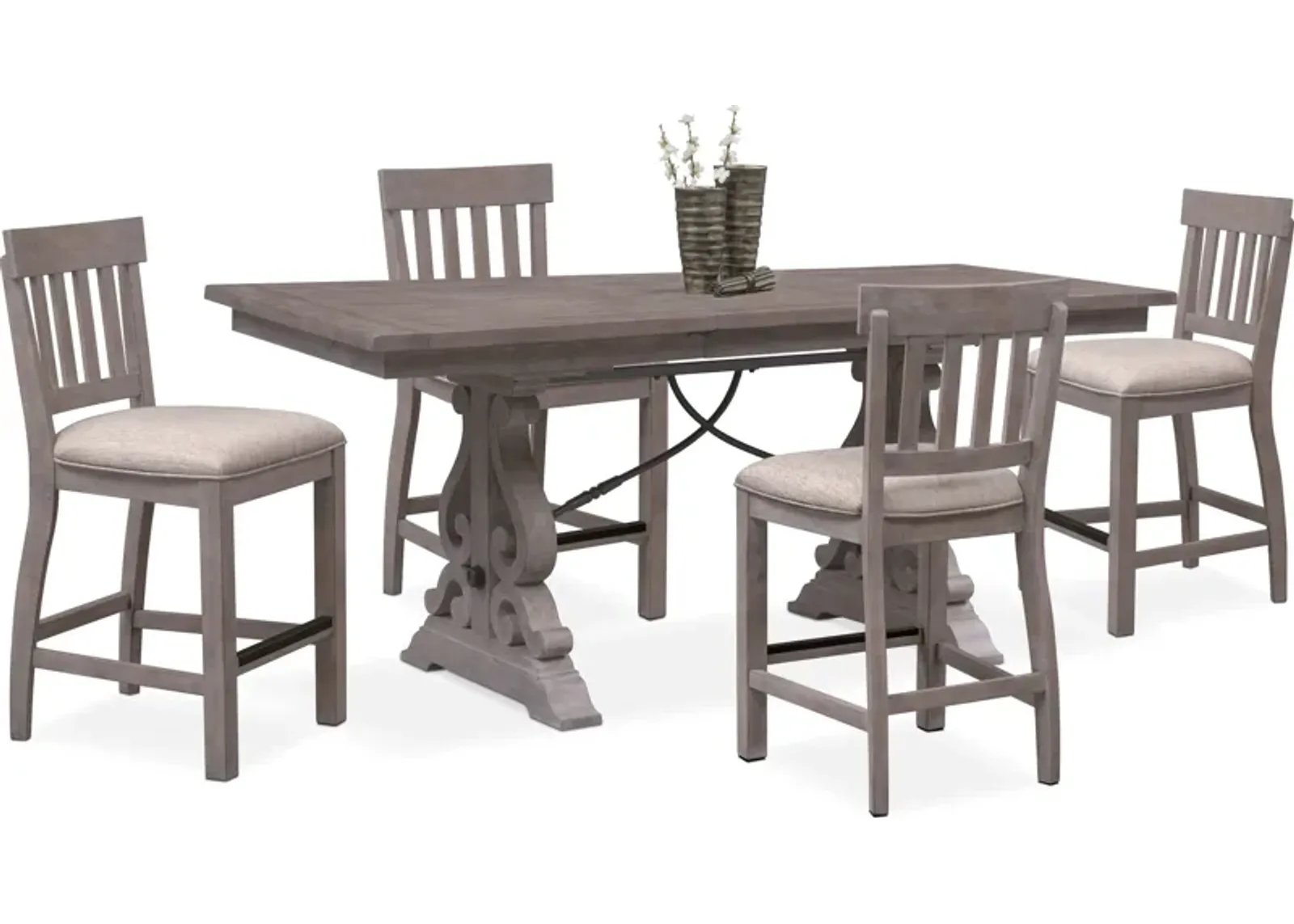 Charthouse Counter-Height Dining Table and 4 Stools - Gray