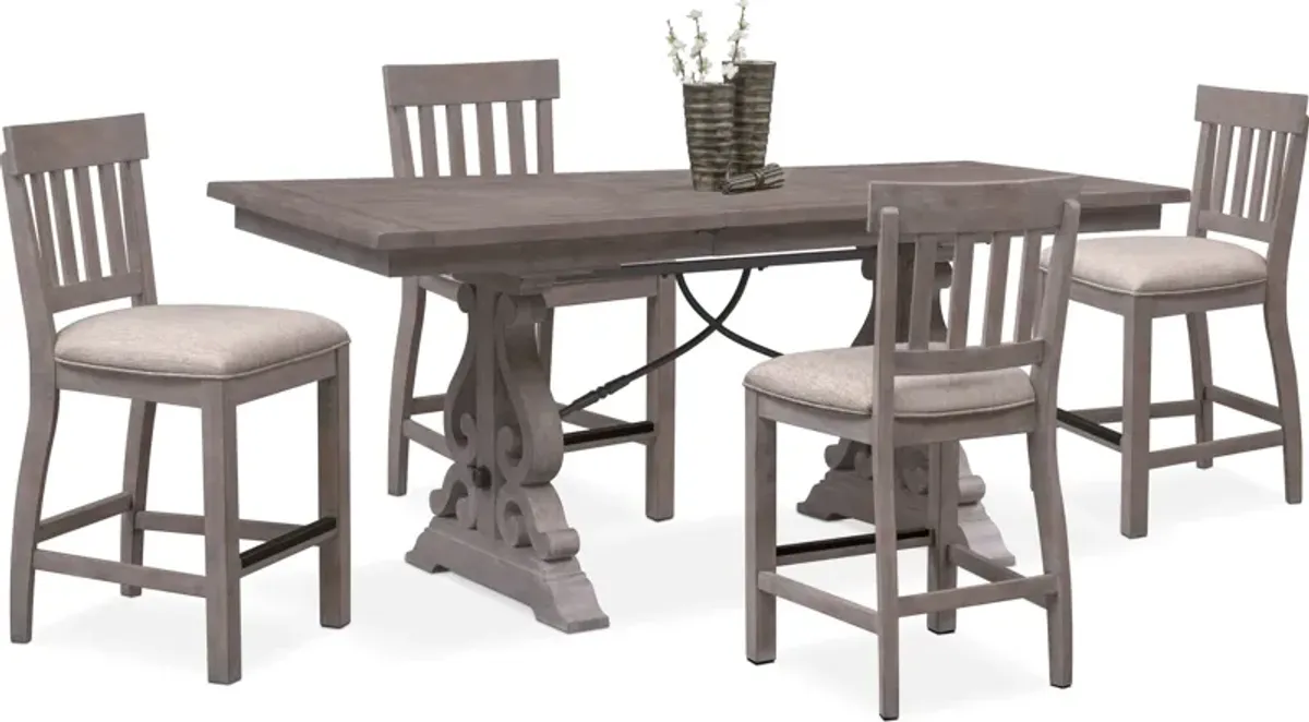 Charthouse Counter-Height Dining Table and 4 Stools - Gray