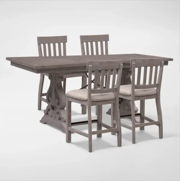 Charthouse Counter-Height Dining Table and 4 Stools - Gray