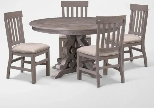 Charthouse Round Dining Table and 4 Dining Chairs - Gray