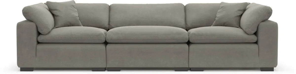 Plush Feathered Comfort 3-Piece Sofa - Abington Fog