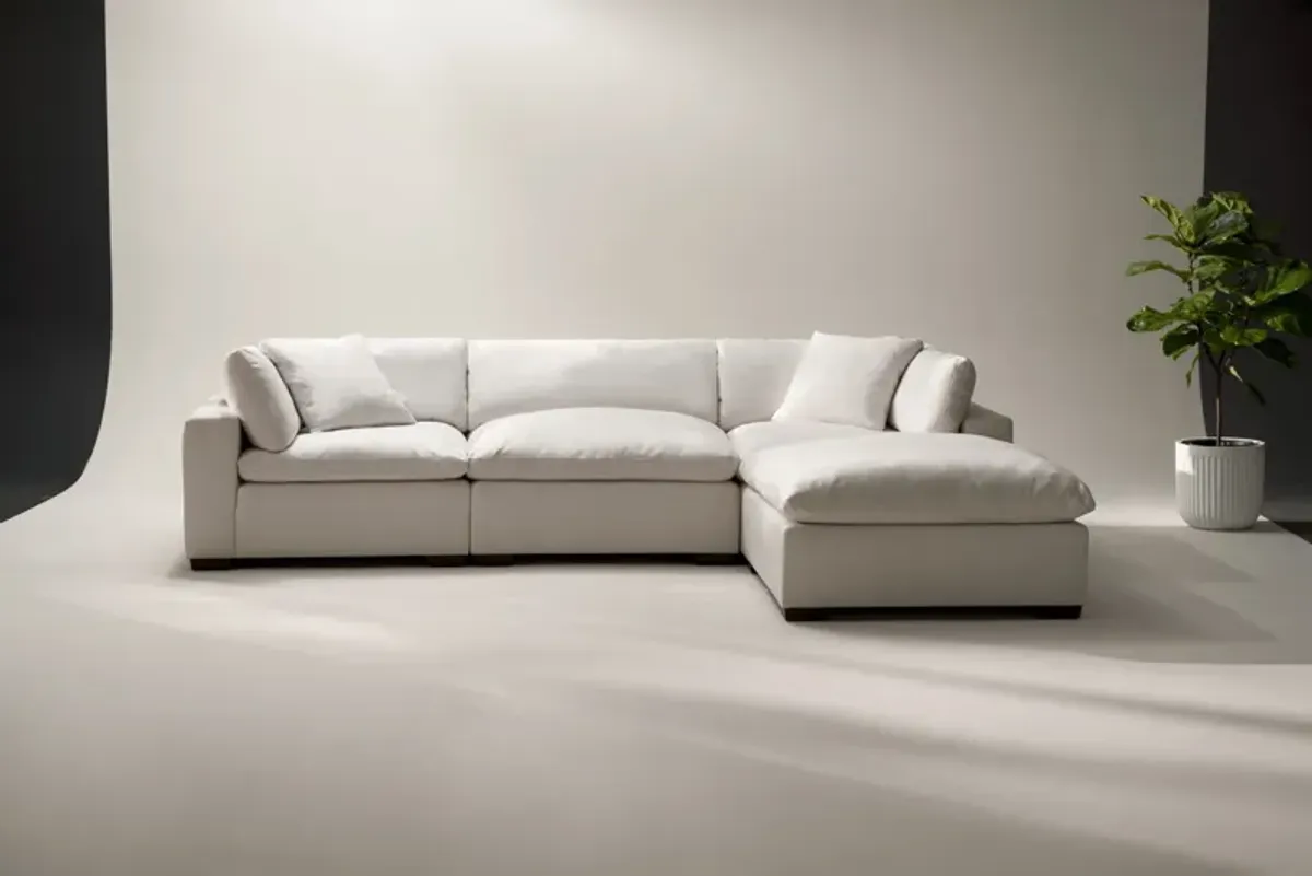 Plush Feathered Comfort 3-Piece Sofa and Ottoman - Anders Ivory