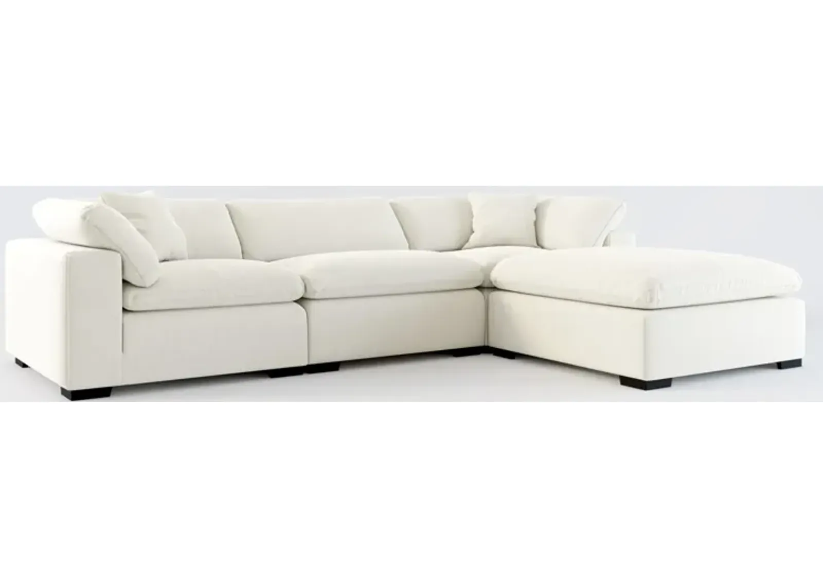 Plush Feathered Comfort 3-Piece Sofa and Ottoman - Anders Ivory