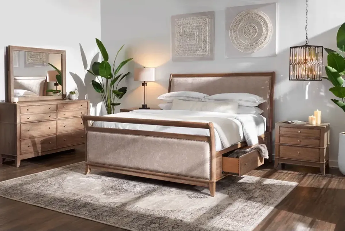 Hazel Queen Upholstered Storage Bed - Latte