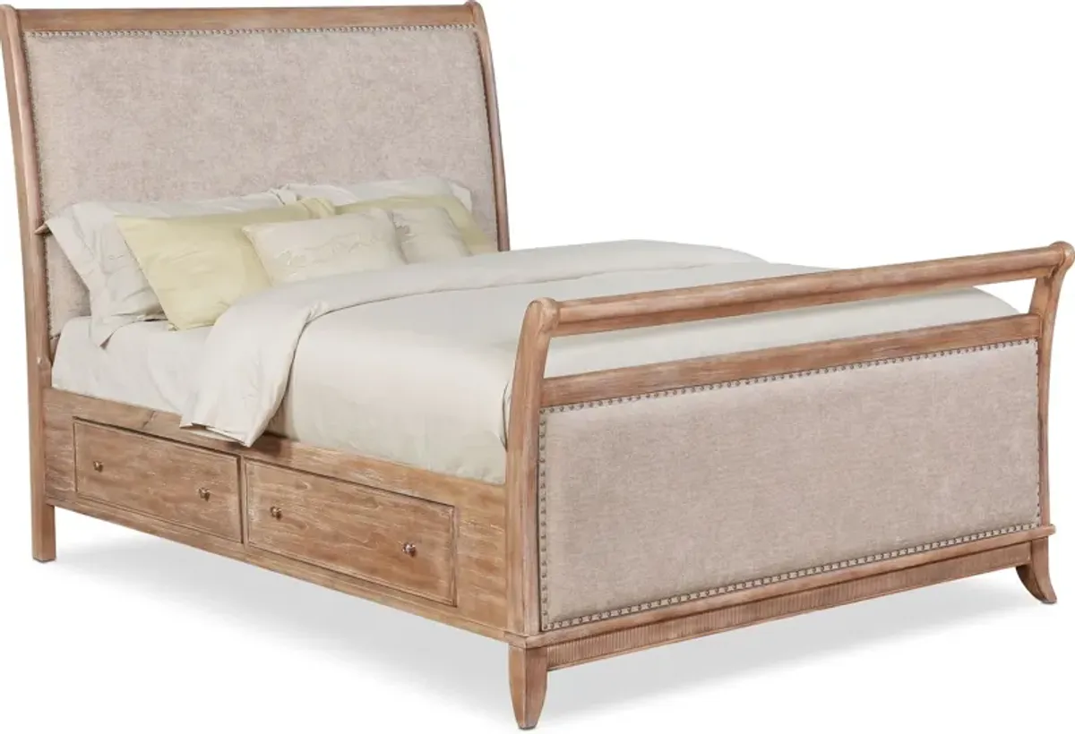 Hazel Queen Upholstered Storage Bed - Latte