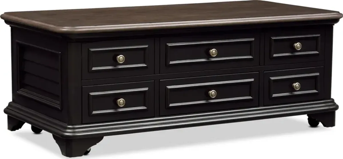 Charleston Lift-Top Coffee Table - Black