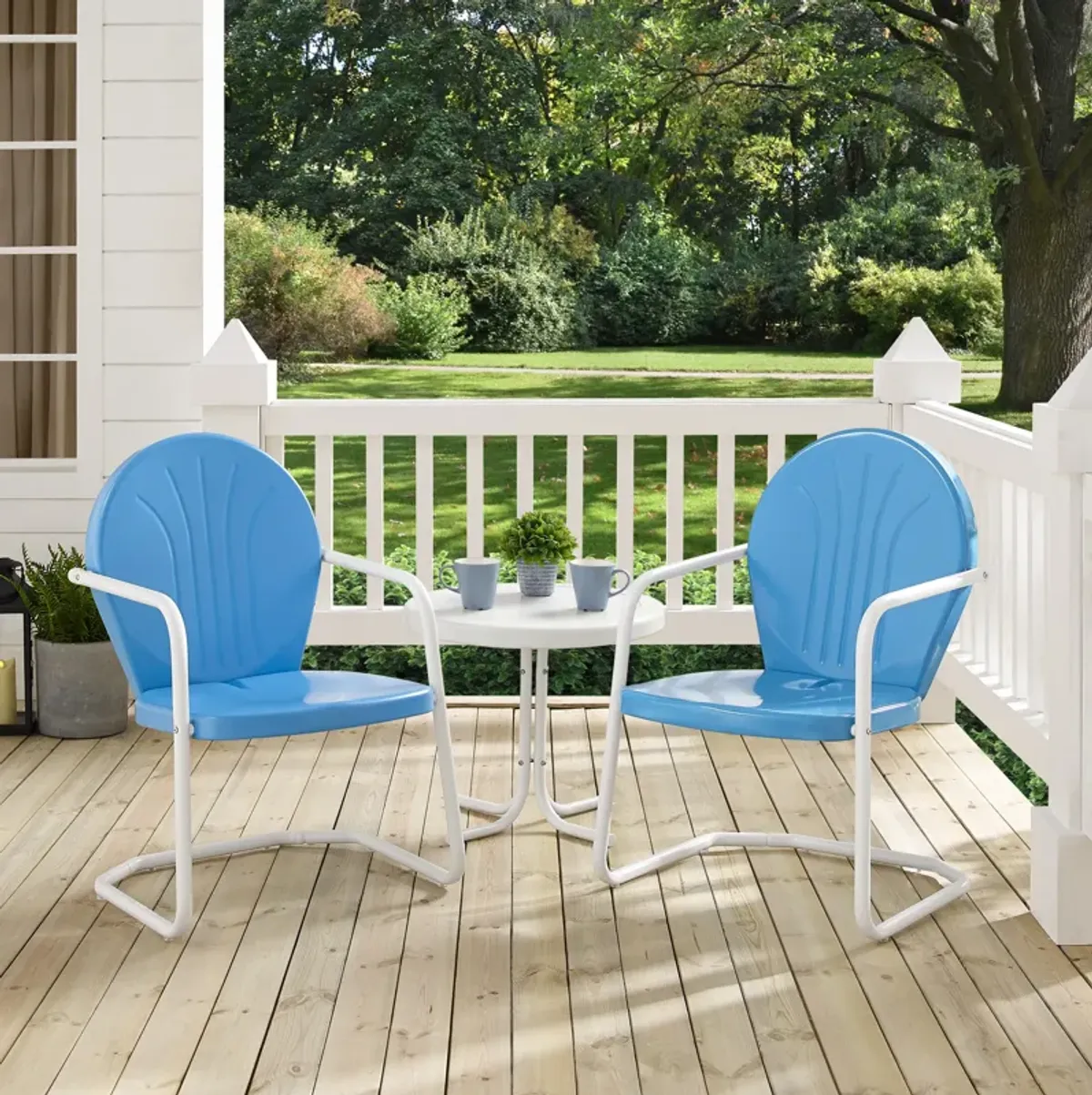 Kona Set of 2 Outdoor Chairs and Side Table - Blue