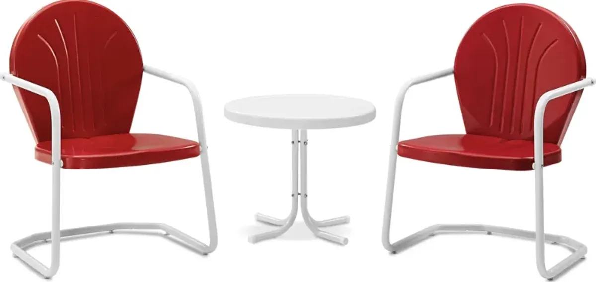 Kona Set of 2 Outdoor Chairs and Side Table - Red