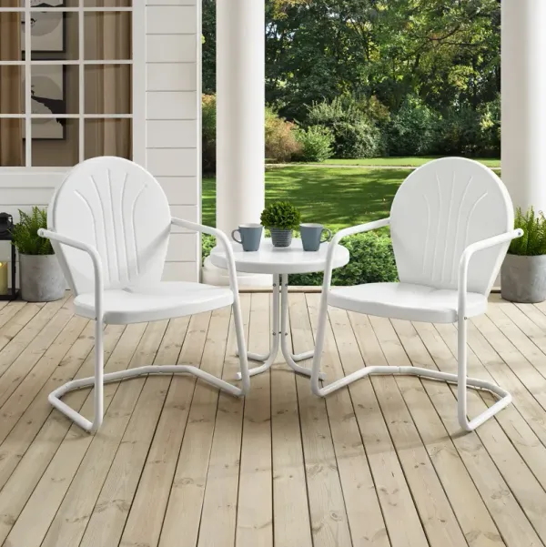 Kona Set of 2 Outdoor Chairs and Side Table - White