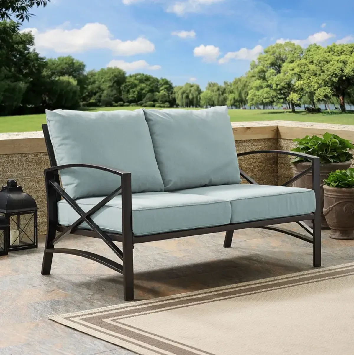 Clarion Outdoor Loveseat - Mist/Bronze