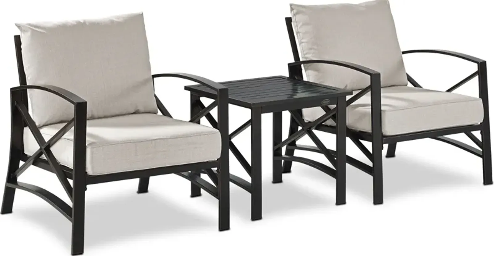 Clarion Set of 2 Outdoor Chairs and End Table - Oatmeal