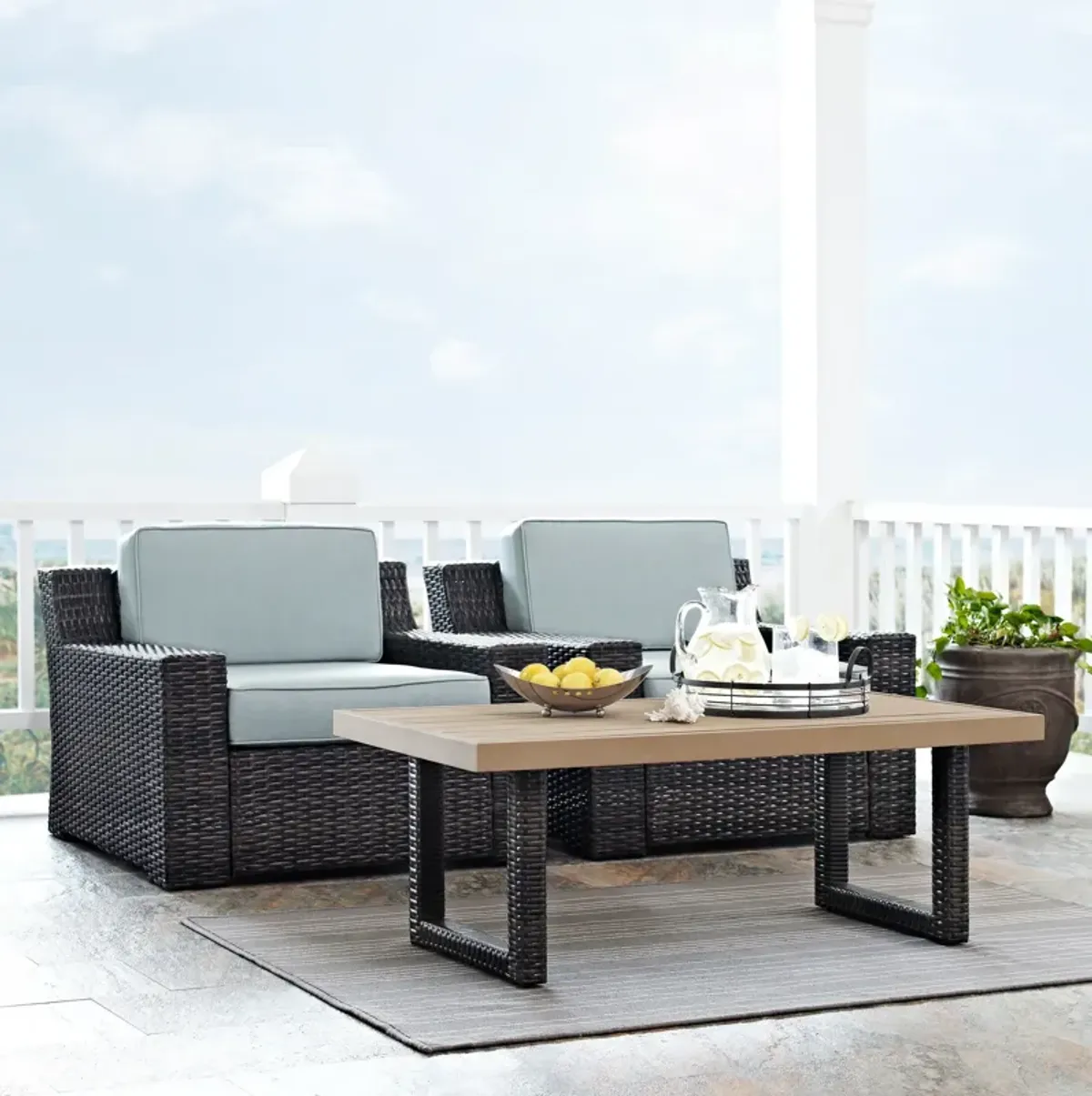 Tethys Set of 2 Outdoor Chairs and Coffee Table Set