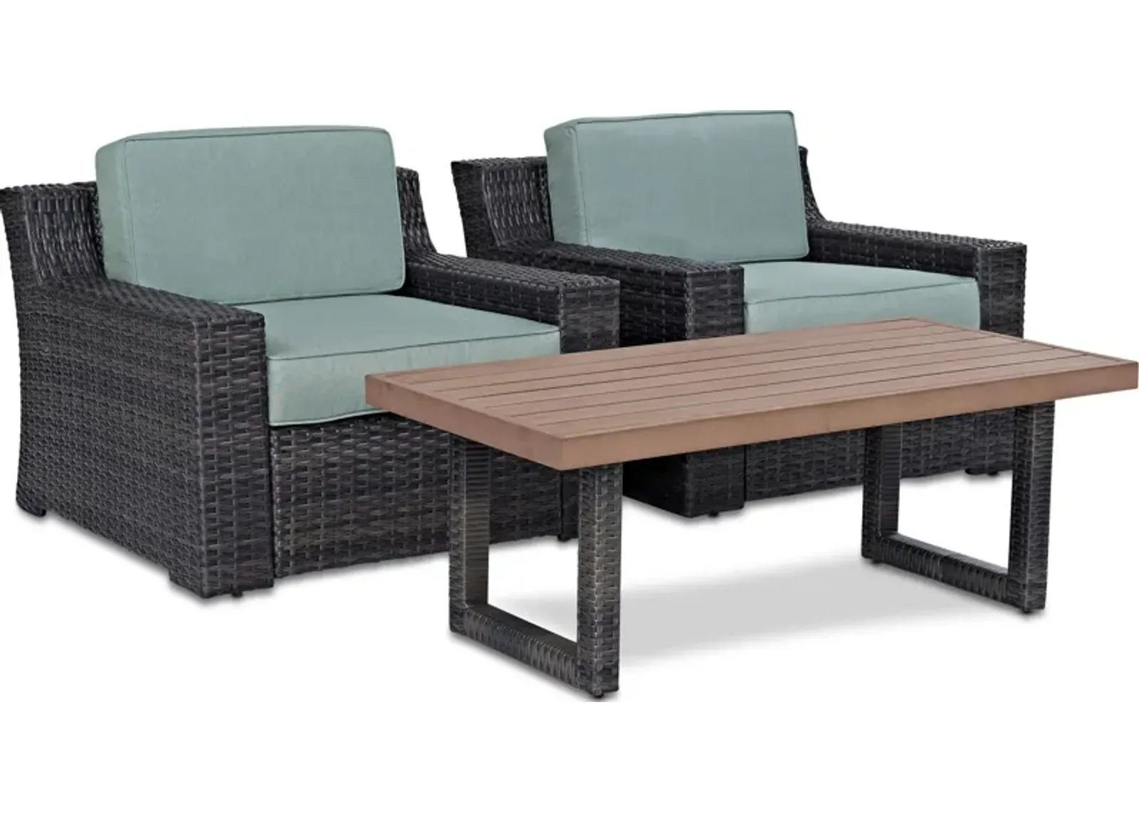 Tethys Set of 2 Outdoor Chairs and Coffee Table Set