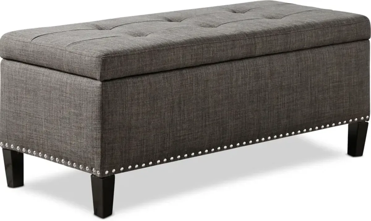 Eleanor Upholstered Storage Bench - Charcoal