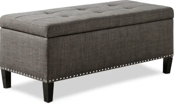 Eleanor Upholstered Storage Bench - Charcoal