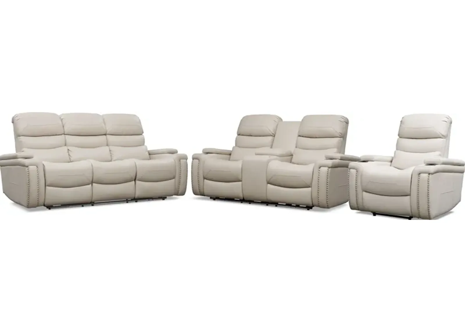 Jackson Triple-Power Reclining Sofa, Loveseat, and Recliner - Ivory