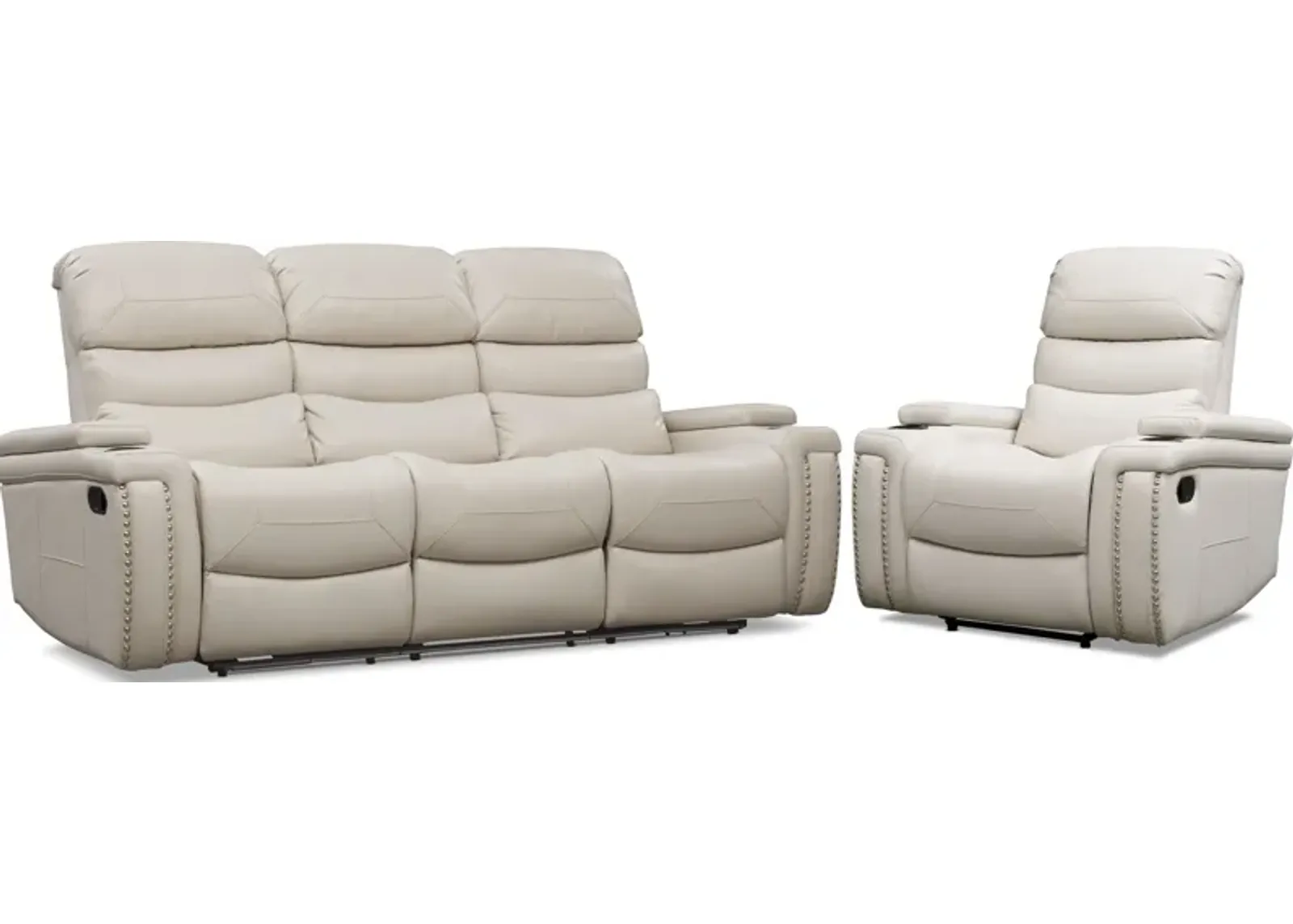 Jackson Manual Reclining Sofa and Recliner Set - Ivory