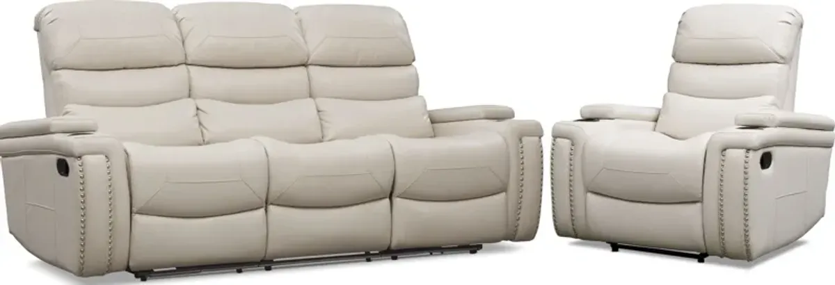 Jackson Manual Reclining Sofa and Recliner Set - Ivory