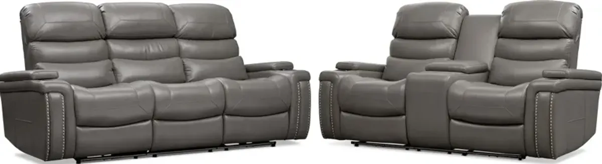 Jackson Triple-Power Reclining Sofa and Loveseat Set - Gray