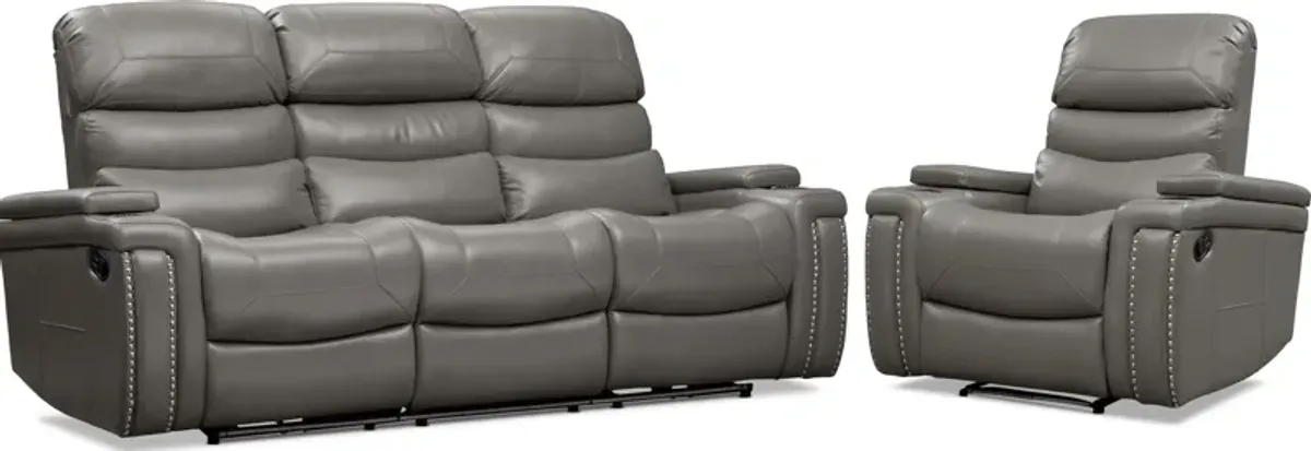 Jackson Manual Reclining Sofa and Recliner Set - Gray