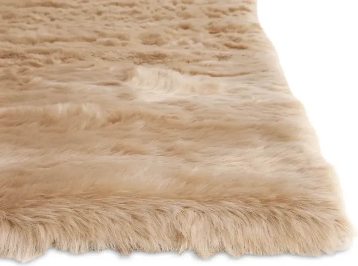 Faux  Mink Fur 8' x 10' Area Rug - Tan