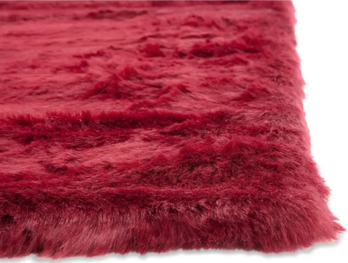 Faux Mink Fur 5' x 8' Area Rug - Ruby