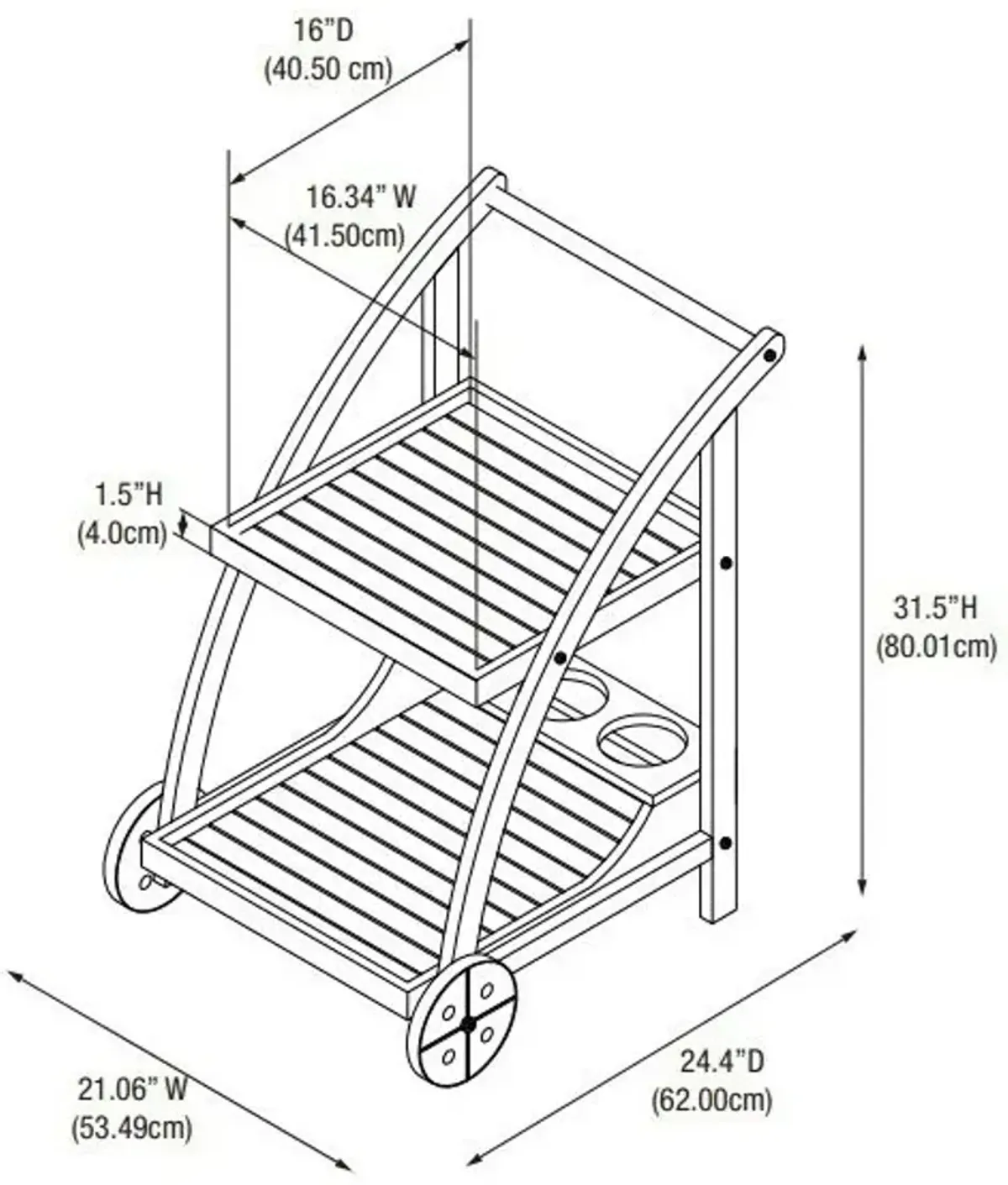 Hampton Beach Outdoor Bar Cart - Teak