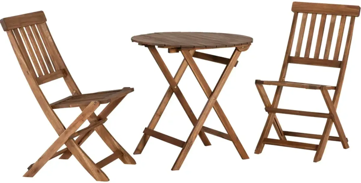 Hampton Beach 3-Piece Outdoor Folding Bistro Set - Teak