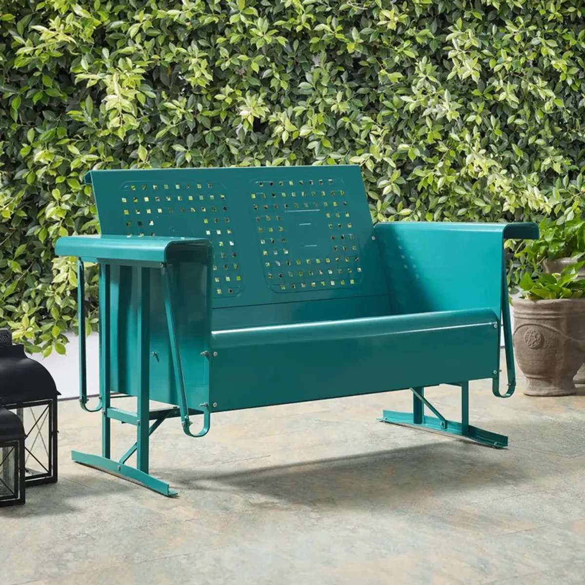 Foster Outdoor Loveseat Glider - Turquoise