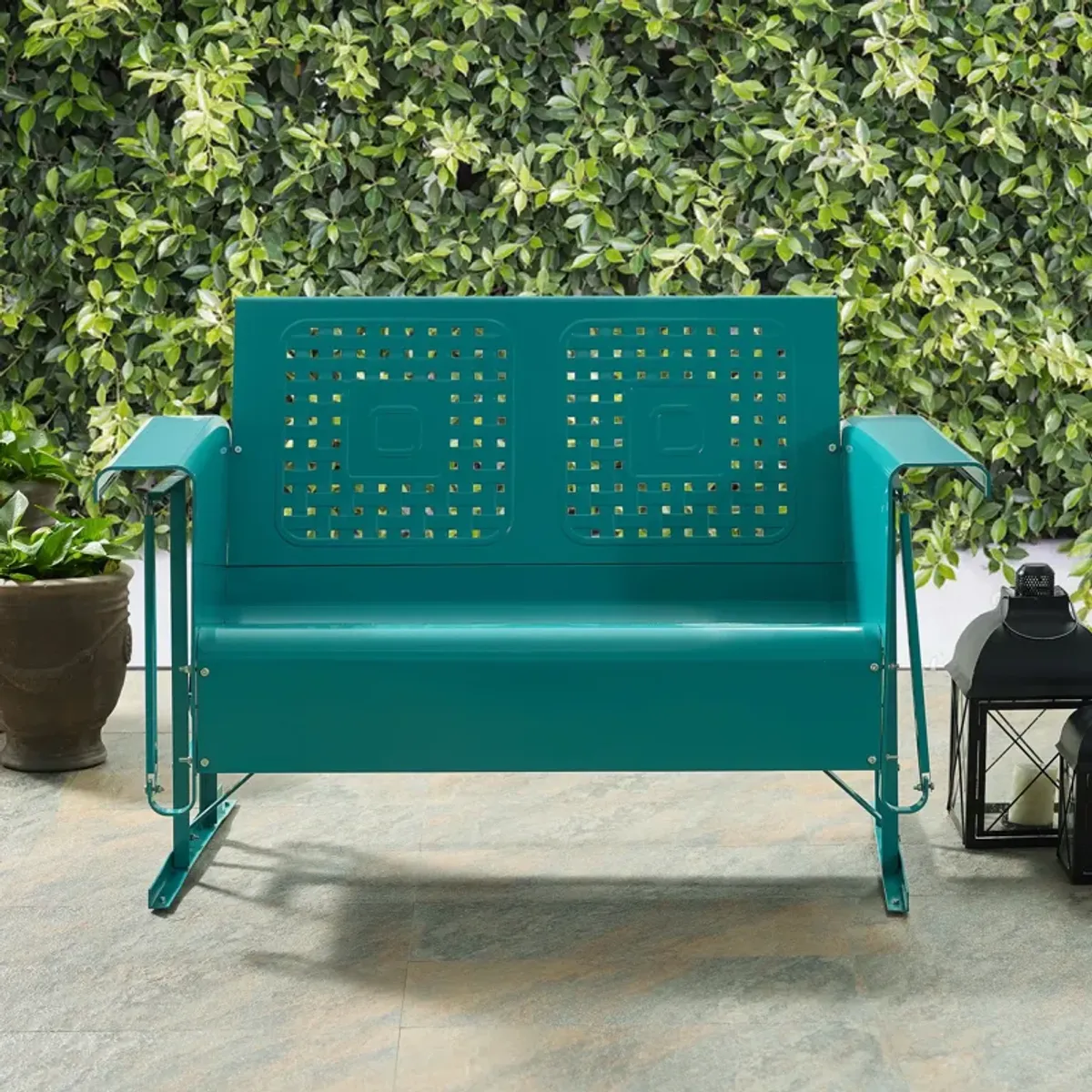 Foster Outdoor Loveseat Glider - Turquoise