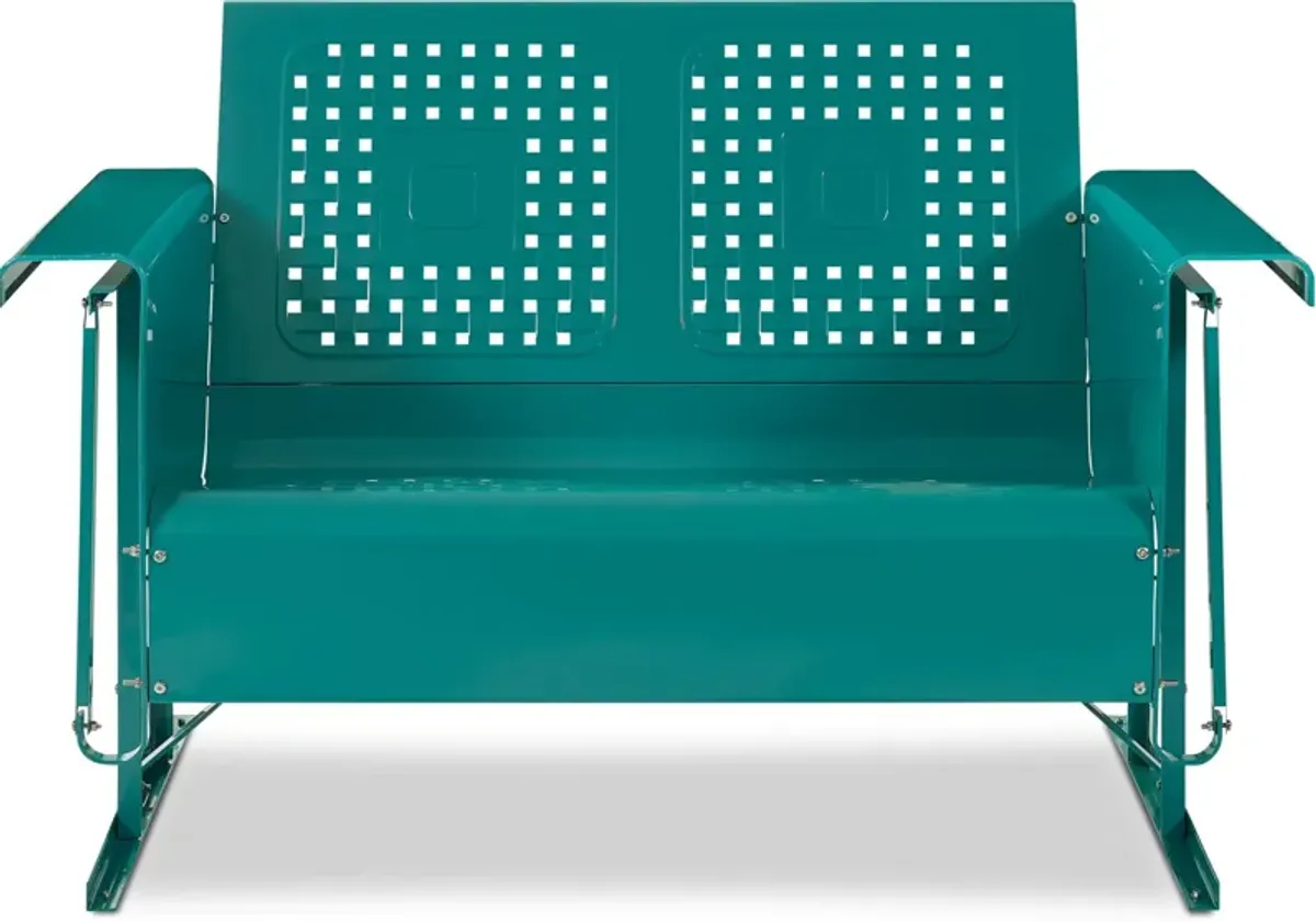 Foster Outdoor Loveseat Glider - Turquoise