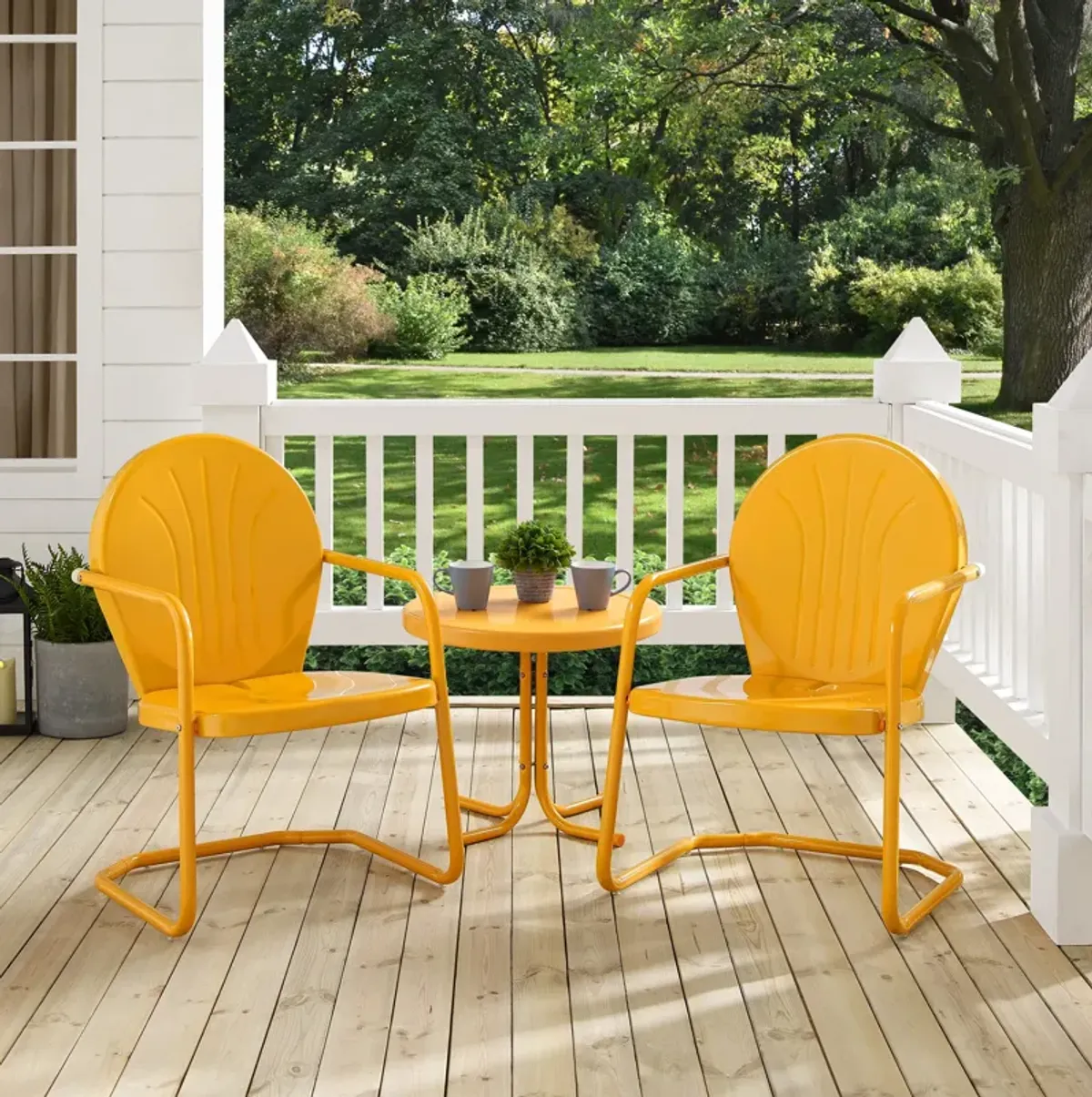 Kona Set of 2 Outdoor Chairs and Side Table - Tangerine