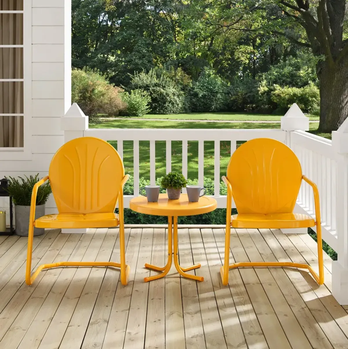 Kona Set of 2 Outdoor Chairs and Side Table - Tangerine