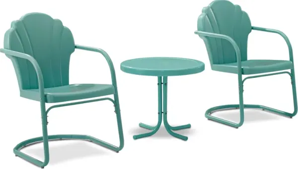 Tullip Set of 2 Outdoor Chairs and Side Table - Caribbean Blue