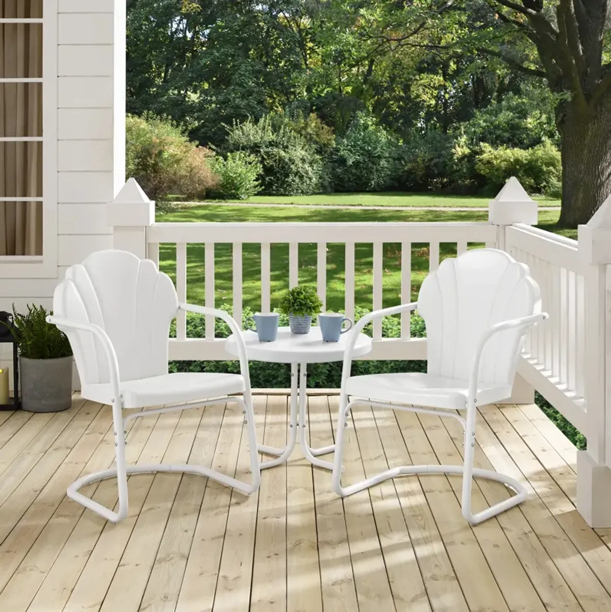 Petal Set of 2 Outdoor Chairs and Side Table - Alabaster White