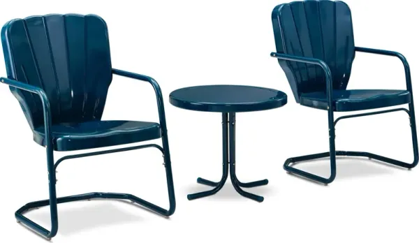 Petal Set of 2 Outdoor Chairs and Side Table - Navy