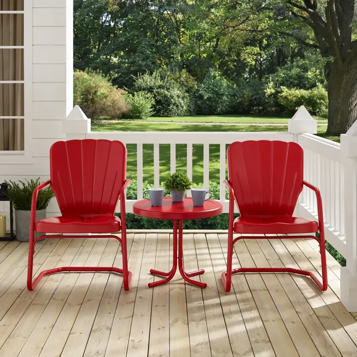 Jack Set of 2 Outdoor Chairs and Side Table - Red