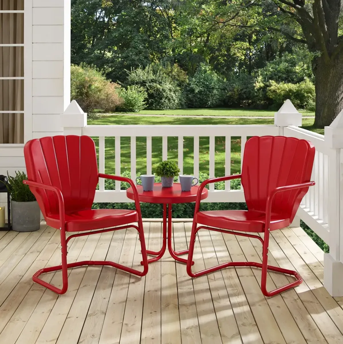 Jack Set of 2 Outdoor Chairs and Side Table - Red