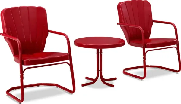 Petal Set of 2 Outdoor Chairs and Side Table - Red